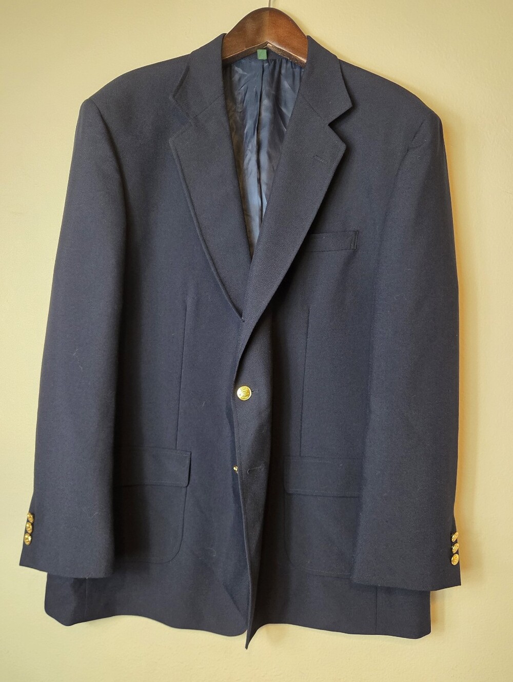 Orvis Traveller Hopsack Blazer 50R Navy Gold Button Wool Polyester